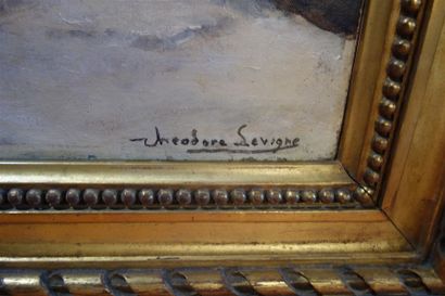 null Théodore Lévigne (1848-1912)
La calèche en hiver 
Huile sur toile. 
Signé en...