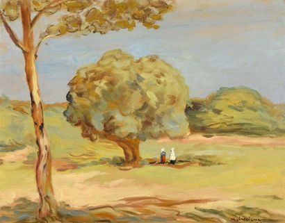 null Lucien Mainssieux (1885-1958)
Deux femmes sous un arbre,1946
Huile sur carton.
Signé...