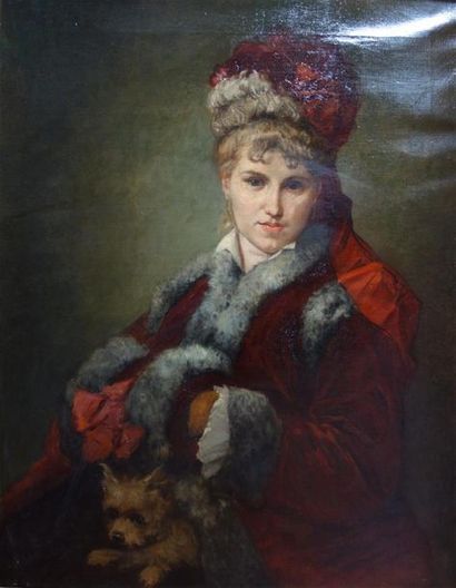 null Léon Comerre (1850-1916)
Portrait d'une jeune femme emmitouflée dans un manteau...