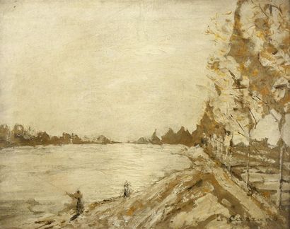 null Louis Hilaire Carrand (1821-1899)
Pêcheurs sur la Saône
Huile sur carton.
Signé...