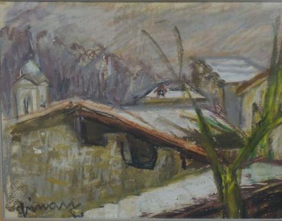 null Jean Vinay (1907-1978)
Village enneigé
Pastel gras sur papier.
Signé en bas...