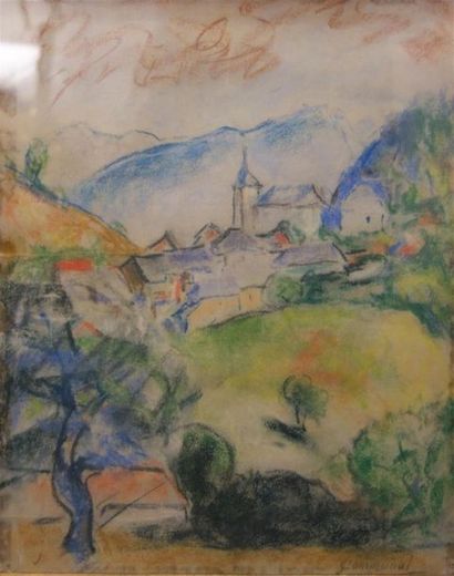 null Joseph Victor Communal (1876-1962)
Paysage au clocher
Pastel sec sur papier.
Signé...