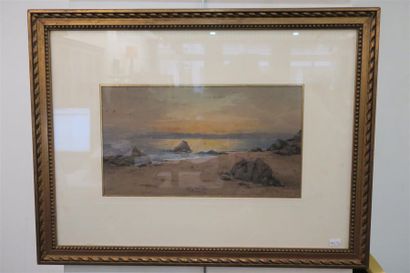null Paysages de bord de mer, deux aquarelles en pendant signées en bas à droite....