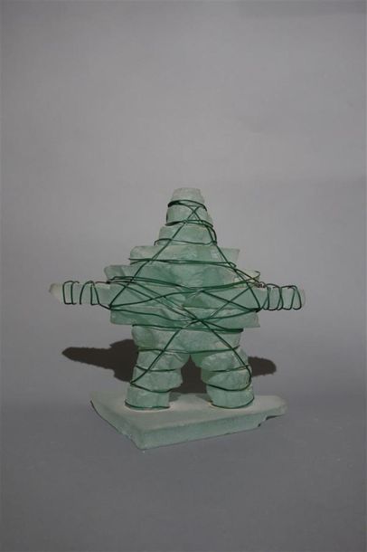 null Marco DE GUELTZ (1958-1992)
" Homme étoile ". Sculpture en verre vert clair...