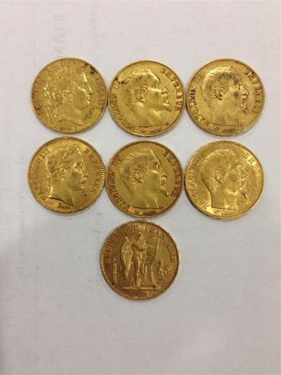 null 7 PIECES 20 francs or 1850-1857-1858(x2)-1860-1866-1898.