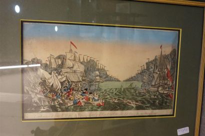 null "La victoire de Venise sur les Turc, le 20 mai 1749". Gravure réhaussée de couleurs....