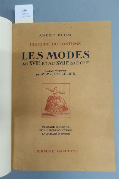 null BLUM (André). HISTOIRE DU COSTUME. LES MODES AU XVIIe et au XVIII SIÈCLE. Avant...