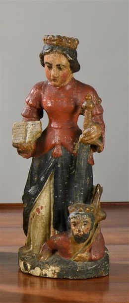 null Sainte Catherine d'Alexandrie, statue en bois polychrome.
Fin XVIIème, début...