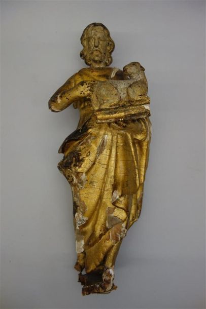null Le Bon Pasteur, sculpture en bois doré.
XVIIIème.
H. 35cm
Accidents.
