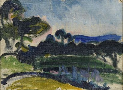 null Emilie Charmy (1877-1974) 
Paysage de Corse. Vers 1907 
Huile sur toile collée...