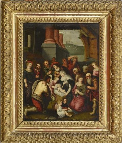 null CAULERY Louis de (Atelier de) Cambrai 1555 - Anvers 1622
L'Adoration des bergers
Huile...