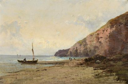 null Adolphe Appian (1818-1898) 
La falaise 
Huile sur toile 
Signé en bas à droite...