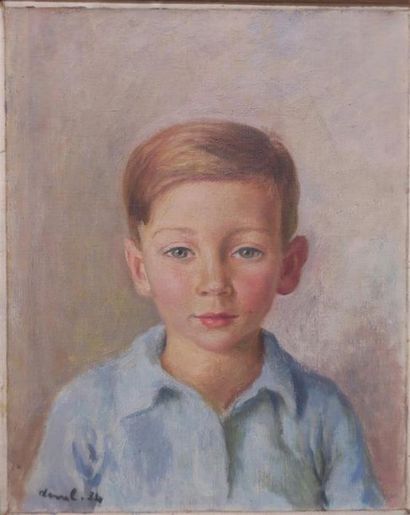 null Pierre Deval (1897-1913)
"Portrait de garçonnet"
Huile sur toile 
Signée en...