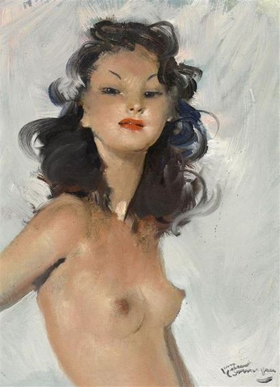 null Jean Gabriel Domergue (1889-1962) 
Fabienne 
Huile sur panneau 
Signé en bas...