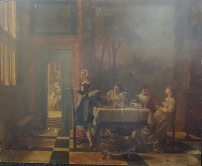 null Frans Moormans (1832-1884/93)
En pendants : Scène d'intérieur,1882 et A table,...