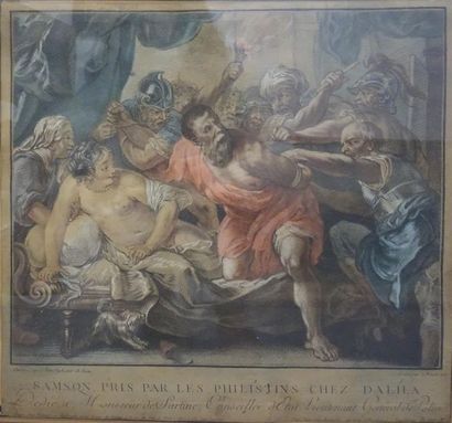 null Louis Marin BONNET (1736/43 - 1793) 
Samson pris par les philistins chez Dalila
Rare...