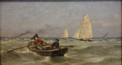 null J. Welden (XIXème siècle-XXème siècle) 
En pendant : 
La barque et La mise à...