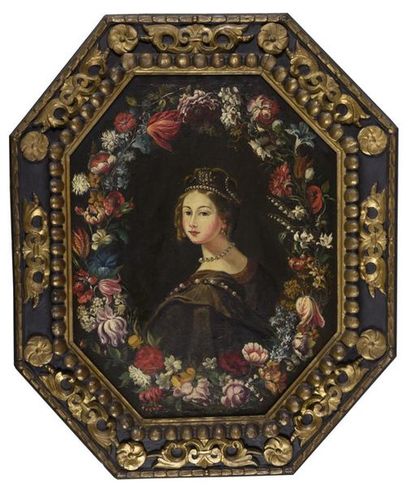 null ECOLE ITALIENNE Seconde moitié du XVIIe siècle
1 - Guirlande de fleurs avec...
