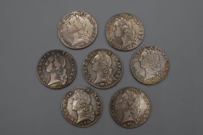 null LOUIS XV 1715-1774
LOT de 7 ECUS AU BANDEAU de 1760 à 1770 ateliers divers
G...