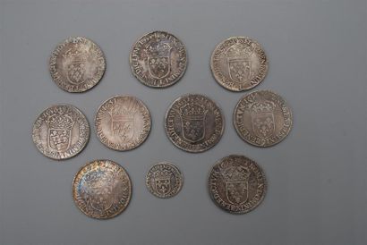 null LOUIS XIV 1643-1715
LOT de NEUF 1/2 ECUS à la MECHE LONGUE de 1651 à 1656 et...