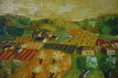 null Yves Plantevin (né en 1936)
« Paysage dans la vallée du Rhône »
Huile sur toile.
Signé...