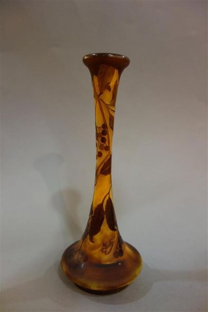 null GALLE
Vase à long col galbé ourlé sur base bulbeuse. Epreuve en verre doublé...