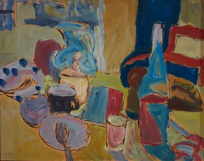 null Marcelle Rivier (1906-1986)
« La bouteille bleue »
1969
Huile sur panneau.
Digné...