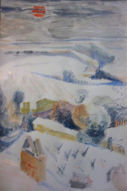 null Guy Marandet (1917-2011)
« Neige à Mirmande »
Encre et aquarelle sur papier....