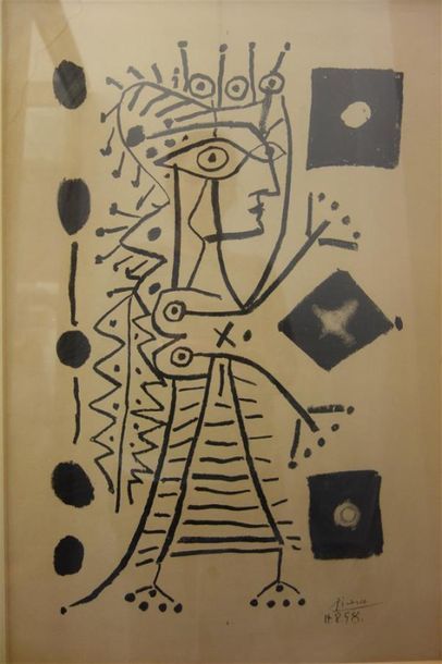 null D'après Pablo Picasso (1881-1973)
Jacqueline aux dés 1958
Impression à l'encre...