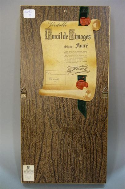 null Camille FAURE (1874-1956) - LIMOGES
"Bouquet de primevères". Plaque rectangulaire...
