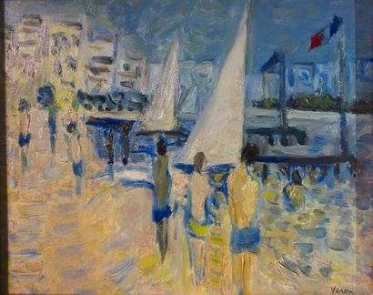 null Véronique Véron (né en 1927)
« Voiles à Cannes »
1957
Huile sur toile.
Signé...