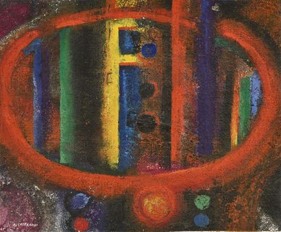 null Ahmed Cherkaoui (1934-1967)
"Composition abstraite"
1965
Acrylique sur toile...