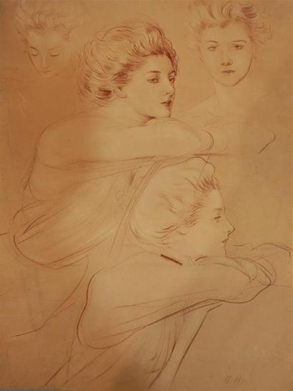 null Paul César HELLEU (1859 - 1927) 
Portrait de femme. Pointe sèche
Belle épreuve...