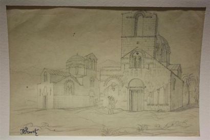 null Jean Baptiste Frenet (1814-1889)
Vue d'église romaine
Dessin au crayon noir...