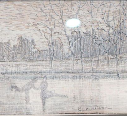 null Eugène Brouillard (1870-1950)
" Les patineurs "
Encre et gouache sur papier
Signé...