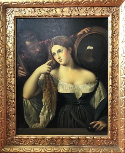 null TITIEN - Tiziano Vecellio, dit (D'après)
1480 / 90 - 1576

La femme au miroir
Huile...