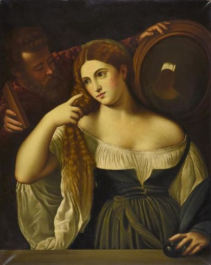 null TITIEN - Tiziano Vecellio, dit (D'après)
1480 / 90 - 1576

La femme au miroir
Huile...
