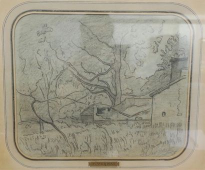 null François Vernay (1821-1896)
" Maison au grand arbre "
Mine de plomb, encre et...