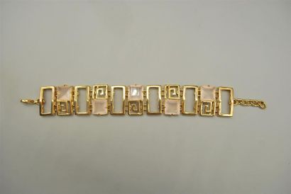 Bracelet en métal plaqué or à maillons rectangulaires...