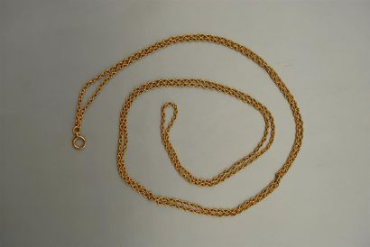 null Grande chaîne giletière ancienne en or jaune 18K (750/oo) maille fantaisie ronde...