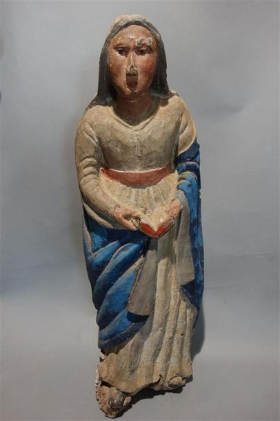 null Sainte femme, sculpture en bois repolychromé représentant probablement Sainte...