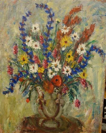M. BOTTON, Composition florale, huile sur...