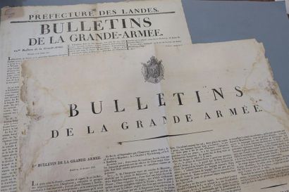 null EMPIRE - BULLETINS DE LA GRANDE ARMÉE. 2 grandes affiches : 74 x 54 cm (mouillures,...