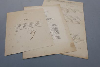 null PYRÉNÉES [HAUTES-] - CHEMIN DE FER. 3 documents.
Lettre signée du maire de Lourdes...