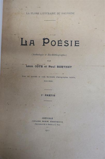 null CÔTE (Léon) - (Paul) BERTHET. LA FLORE LITTÉRAIRE DU DAUPHINÉ - LA POÉSIE
(Anthologie...