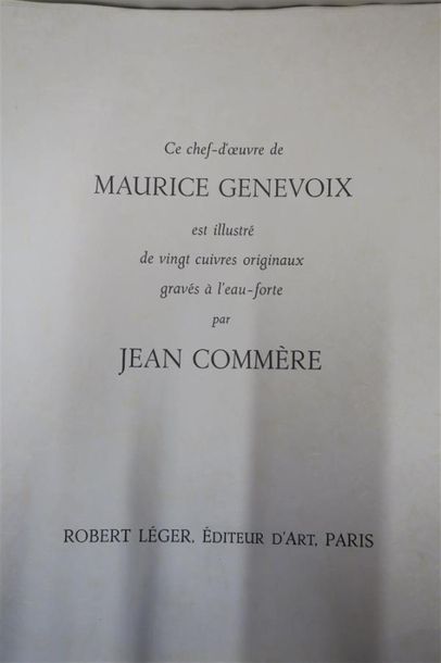 null GENEVOIX (Maurice) - COMMÈRE. RABOLIOT. PARIS, ROBERT LÉGER, 1974. Un volume,...