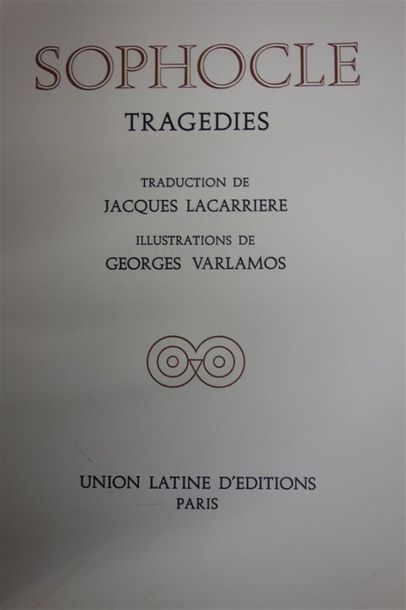 null SOPHOCLE. TRAGÉDIES. Traduction de Jacques Lacarriere. PARIS, UNION LATINE D'ÉDITIONS,...