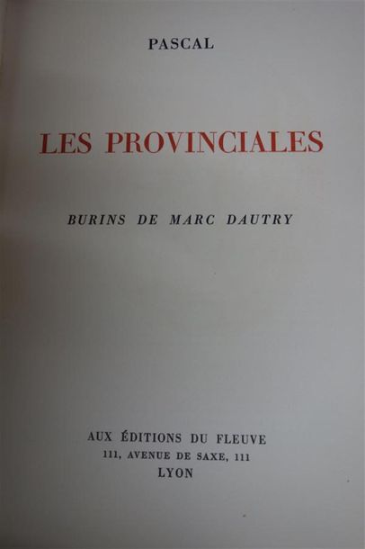 null PASCAL. LES PROVINCIALES. LYON, AUX ÉDITIONS DU FLEUVE, 1968. Un volume, in-4,...