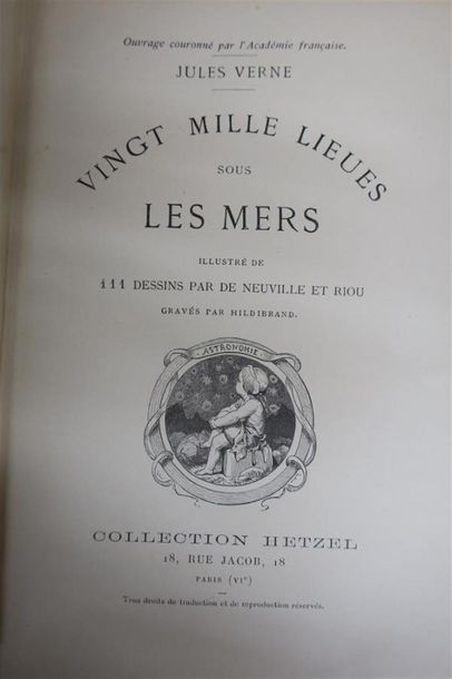 null VERNE (Jules). VINGT MILLE LIEUES SOUS LES MERS. PARIS, COLLECTION HETZEL, s....