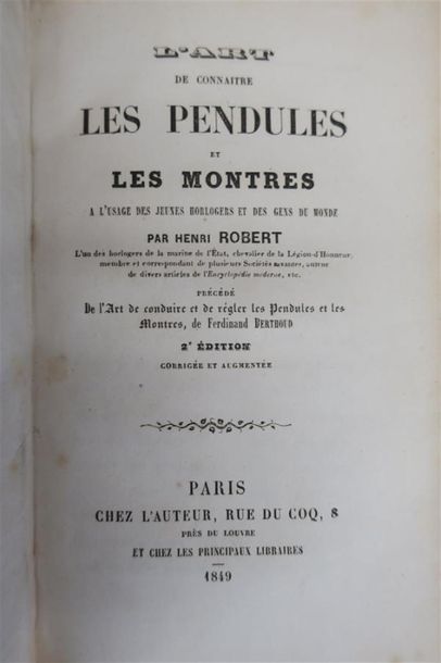 null [HORLOGERIE] ROBERT (Henri) - BERTHOUD (Ferdinand). L'ART DE CONNAITRE LES
PENDULES...